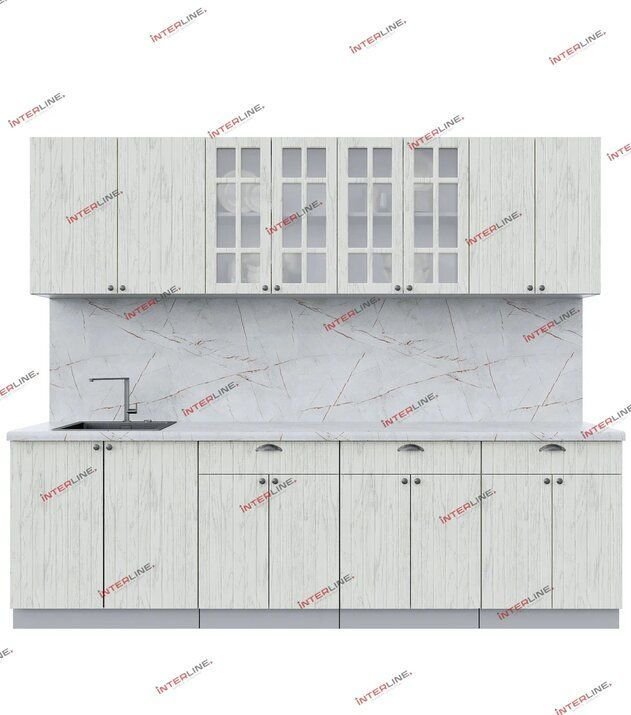 

Готовая кухня Интерлиния Берес 2.6А (дуб снежный/серый каспий)