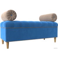 Банкетка Лига диванов Глория 113658 (велюр голубой/бежевый/бежевый)