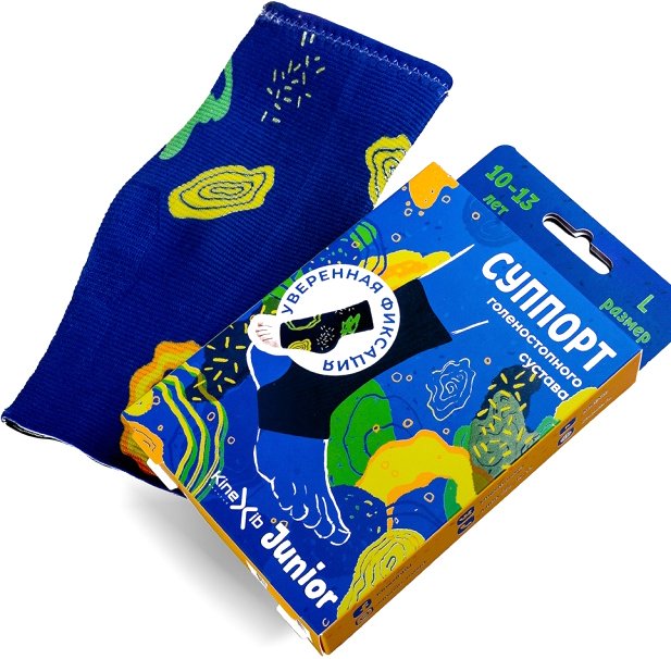 

Суппорт голеностопа Kinexib Junior голеностоп (L, синий/принт круги)