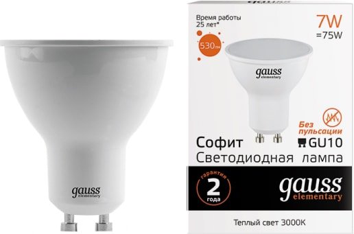 

Светодиодная лампочка Gauss LED MR16 GU10 7 Вт 3000 К 13617