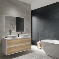  ЗОВ Тумба под умывальник со столешницей Парма 120 (белый/галифакс/белая столешница)