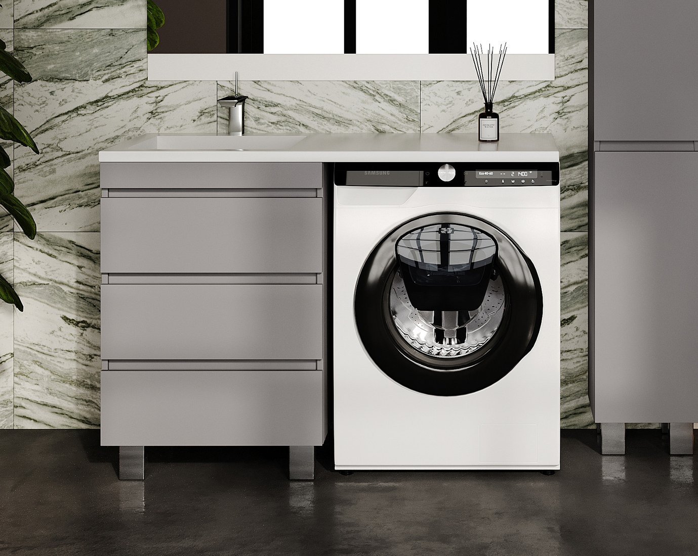 

Symbolite Тумба под умывальник Даллас Леон 120 Люкс Plus 3 ящика (серый)