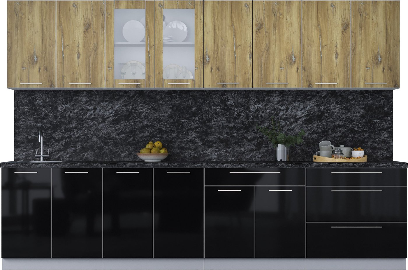 

Кухонный модуль Интерлиния Мила Пластик 3.2 Б (дуб эпоксид/черный/кастилло темный)