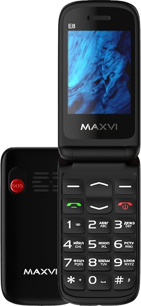 

Кнопочный телефон Maxvi E8 (черный)