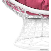 Кресло M-Group Кокос на подставке 11590108 (белый ротанг/розовая подушка)