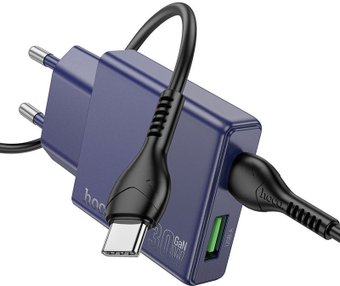 Сетевое зарядное Hoco N45 USB Type-C (титановый синий)