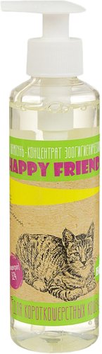 Концентрат шампуня Happy Friends для короткошерстных кошек 240 мл