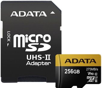 Карта памяти ADATA microSDXC UHS-II 256GB + адаптер [AUSDX256GUII3CL10-CA1]