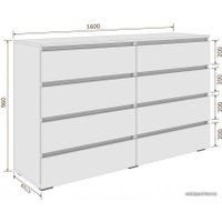 Комод Кортекс-мебель Бари 160 8ш (белый/белый/белый)