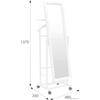 Стойка для одежды Мебелик с зеркалом на колесах В 24Н (белый)