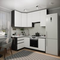 Готовая кухня ВерсоМебель Эко Премиум 1.2x2.0 левая (белый фасадный/ст. мрамор лацио) в Борисове