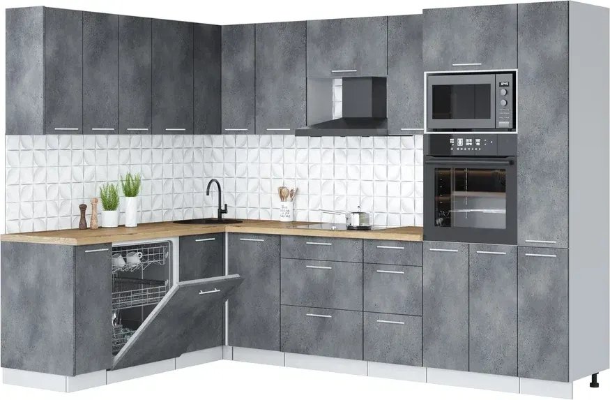 

Готовая кухня Интерлиния Мила Лайт 1.896х2.88 (бетон портленд/бетон портленд/дуб бунратти)