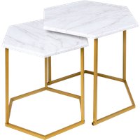 Журнальный столик Мебелик МеталлАрт М003 (белый мрамор/золото) в Бресте