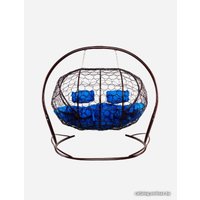 Подвесной диван M-Group Лежебока 11180210 (с коричневым ротангом/синяя подушка)