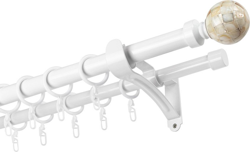 

Карниз для штор Sundays Home Волна Шар Перламутр 25мм+19мм двухрядный (белый глянец, 2.8м)