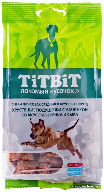 Лакомство для собак TiTBiT Подушечки с ягненком и сыром для крупных и средних 95 г