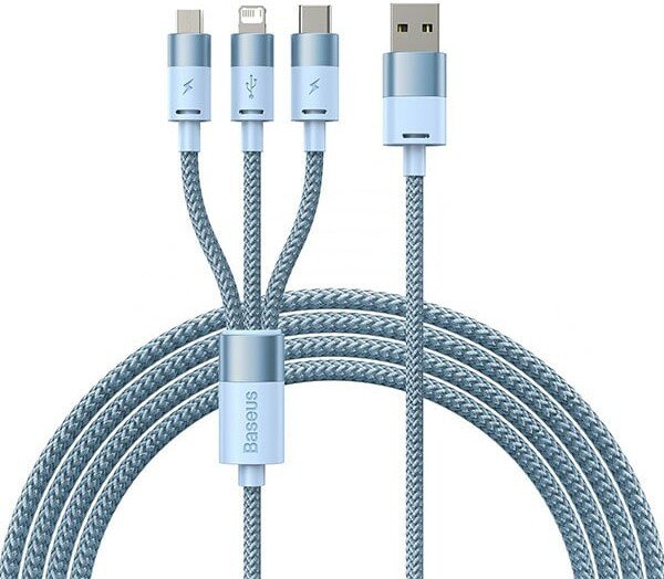 Кабель Baseus StarSpeed 1-for-3 Fast Charging Data Cable (1.2 м, голубой)