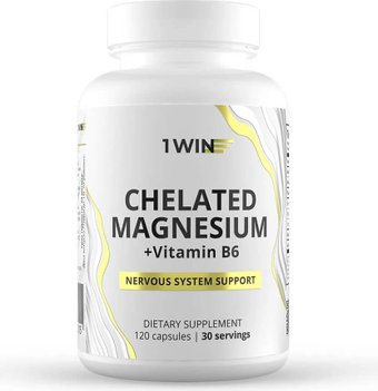 Витамины, минералы 1WIN Магния бисглицинат (хелат)+В6 (120 капсул)