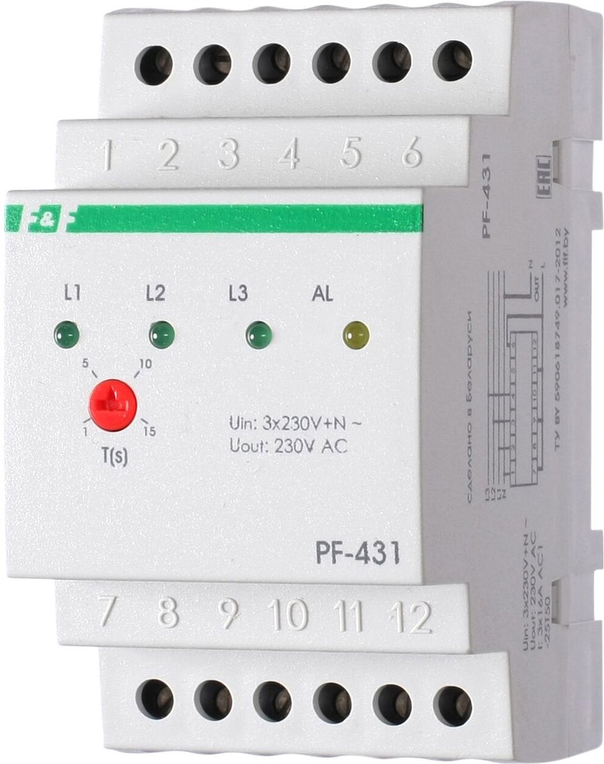 

Реле контроля фаз Евроавтоматика F&F PF-431 EA04.005.001
