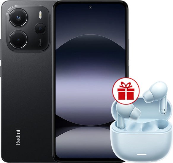 Xiaomi Redmi Note 14 8GB/256GB wersja międzynarodowa (czarny) + słuchawki Xiaomi Redmi Buds 6 Lite (błękitny) w promocji