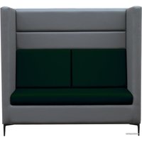 Диван Brioli Дирк двухместный (экокожа, L21-L15 (серый, зеленые вставки)