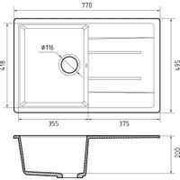 Кухонная мойка GranFest Quadro GF-Q780L (кашемир)