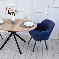 Кухонный стол Виста Оттава 90x135/180 (дуб натуральный/муар черный)