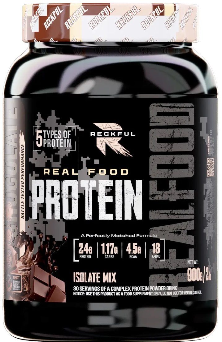 

Протеин сывороточный (изолят) Reckful Real food Protein isolate-mix NO lactose (шоколад, 900г)