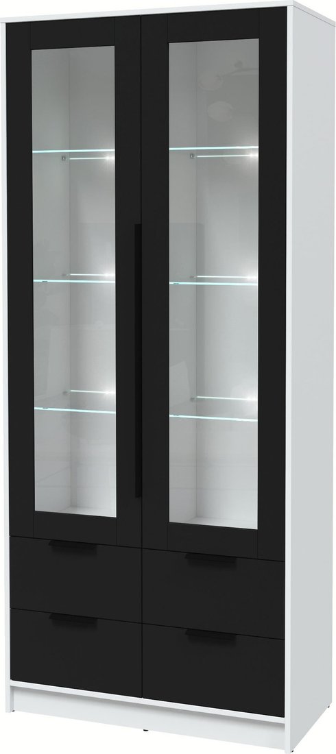 

Шкаф-витрина Интерлиния Концепт КТ-ШВ2 с подсветкой (черный/белый платинум)