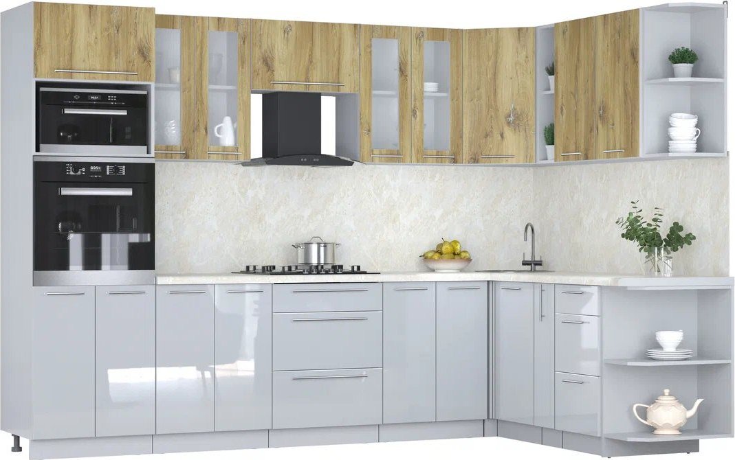 

Готовая кухня Интерлиния Мила Пластик 1.88x3.0 PR (дуб эпоксид/туманный глянец/опал светлый)