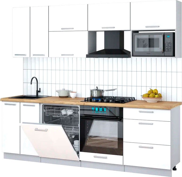 

Готовая кухня Интерлиния Мила Gloss 2.4-ПМ2 (белый глянец/белый глянец/дуб бунратти)