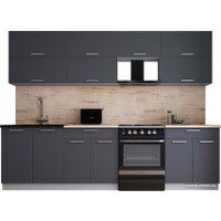 Готовая кухня Интерлиния Мила Gloss 60-28 (графит софт/графит софт/травертин серый) в Бресте
