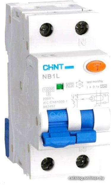 Дифференциальный автомат Chint NB1L 1P+N C16 30mA AC 10kA (36мм) (R)