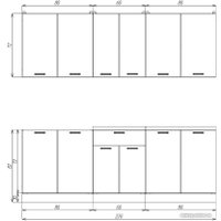 Готовая кухня ЭлиГард Lion 2.2 (дуб натуральный/дымчатый алмаз/дуб бунратти)