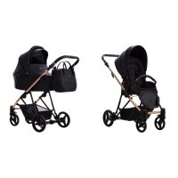 Универсальная коляска BEBETTO Yoddi Premium Class 2в1 PC (02, черная кожа/рама бронза)