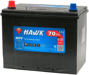 Автомобильный аккумулятор Hawk Asia 70 JL+ с бортом (70 А·ч)