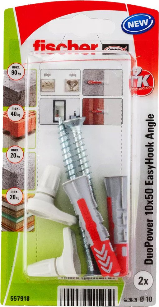 

Дюбель-костыль Fischer EasyHook Angle DuoPower 10x50 K NV 557918 (2 шт)