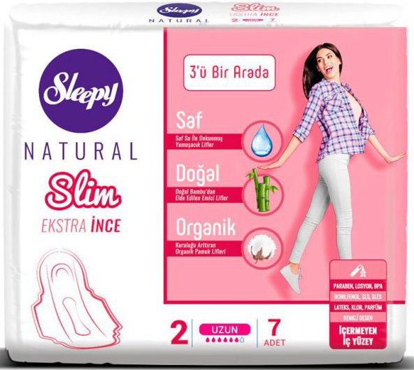 

Прокладки гигиенические Sleepy Natural Slim Extra Thin 3 в 1 Long Супертонкие (7 шт)