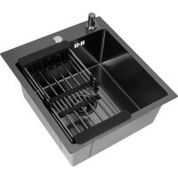 Кухонная мойка Basic CL DS Decor 45x50 (черный, коландер, дозатор)