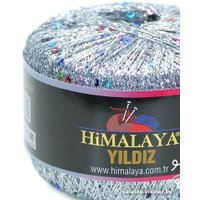 Пряжа для вязания Himalaya Yildiz 58103 (серебро с разноцветными пайетками)