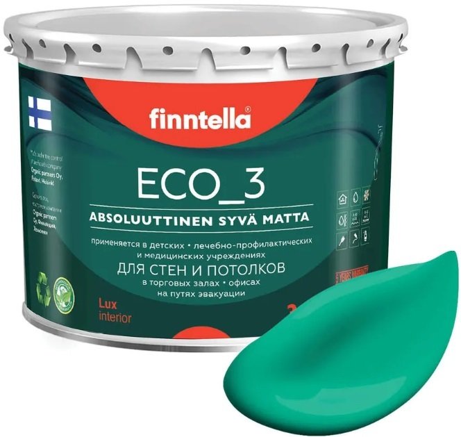 

Краска Finntella Eco 3 Wash and Clean Smaragdi F-08-1-3-FL132 2.7 л (изумрудный)