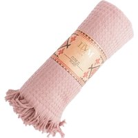 Плед ЦУМ 1947 Вафельный с бахромой 150x200 (пыльная роза)