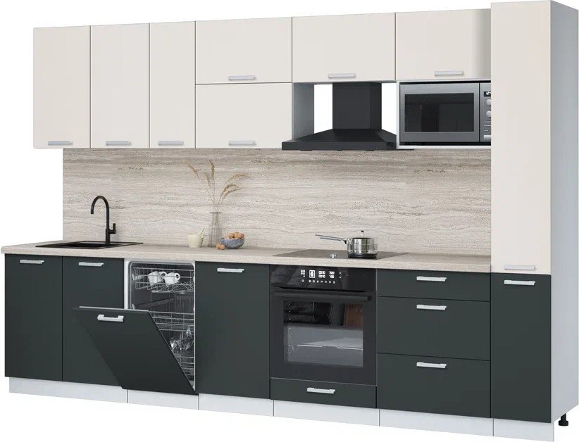 

Готовая кухня Интерлиния Мила Лайт 3.2-ПМ4 (персидский жемчуг/антрацит/травертин серый)