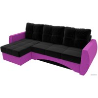 Угловой диван Лига диванов Сатурн 101058 (левый, микровельвет, черный/фиолетовый)