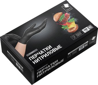 Нитриловые перчатки Komfi Стандарт+ нитриловые 7.8 гр (XL, 100 шт, черный)