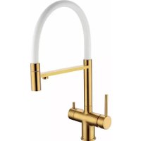 Смеситель Grocenberg GB4099 с гибким изливом (золотой брашированный)