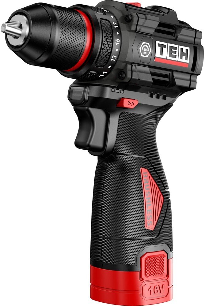 

Дрель-шуруповерт TEH TDBL316-2B (с 2-мя АКБ, кейс)