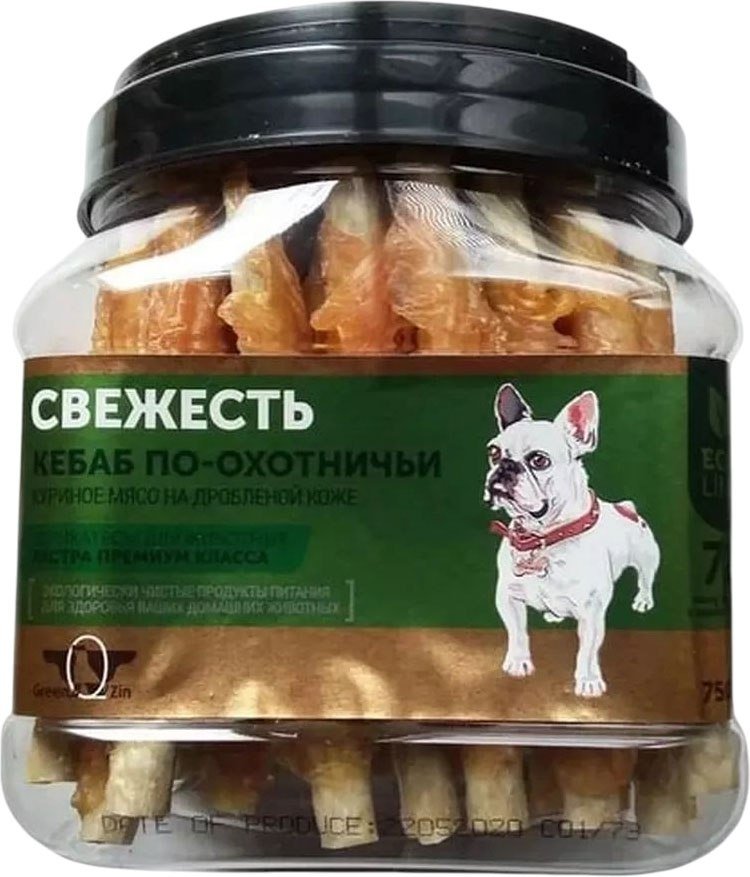 

Лакомство для собак GreenQZin Свежесть Куриное мясо на дробленой коже (750г)
