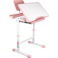 Ученический стол Anatomica Ara с подставкой для книг и выдвижным органайзером (белый/розовый)