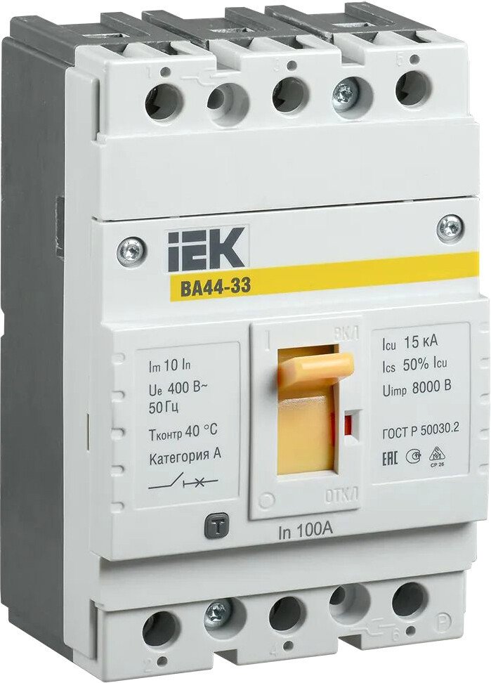 

Выключатель автоматический IEK ВА 44-33 3P 100A 15kA SVA4410-3-0100